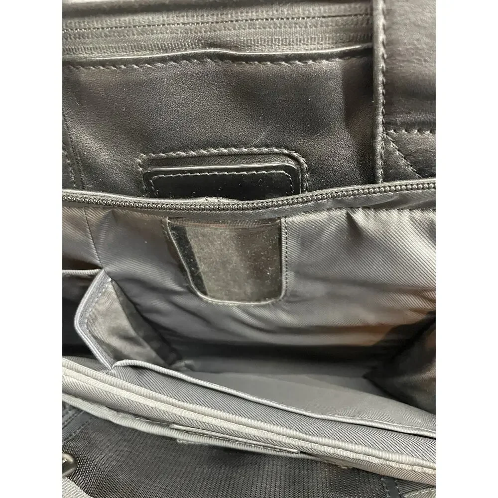 BRIGGS & RILEY LB104X Black Leather Expandable Laptop Commute Briefcase Bag